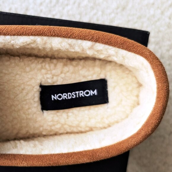 NIB New Nordstrom MICAH Suede Moccasin Slippers in Chestnut, Men’s Size 9-10 - Picture 4 of 16